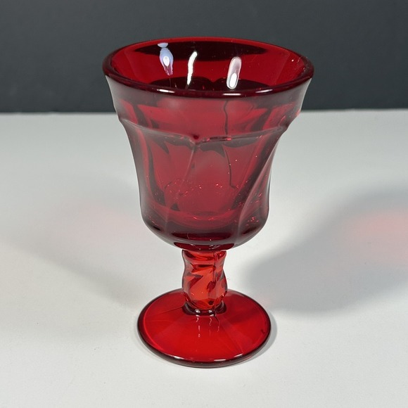 Fostoria Other - vtg Fostoria Glass Ruby Red Spiral Swirl Jamestown Wine/Water GOBLET 4.5